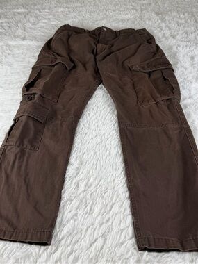 YoungLA 616 Brown Cargo Pants with Multiple Utility Pockets Canva Streetwear